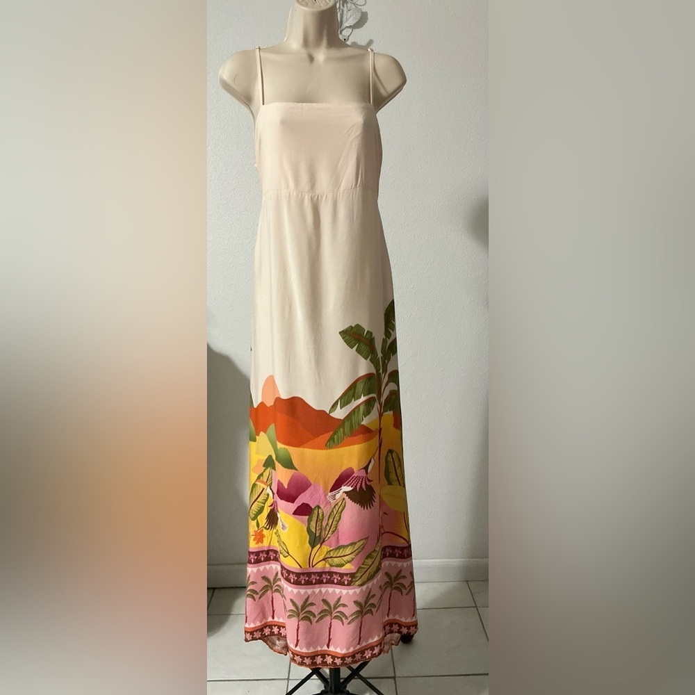 Paper Heart Palm Landscape Tie Back Dress Size XL